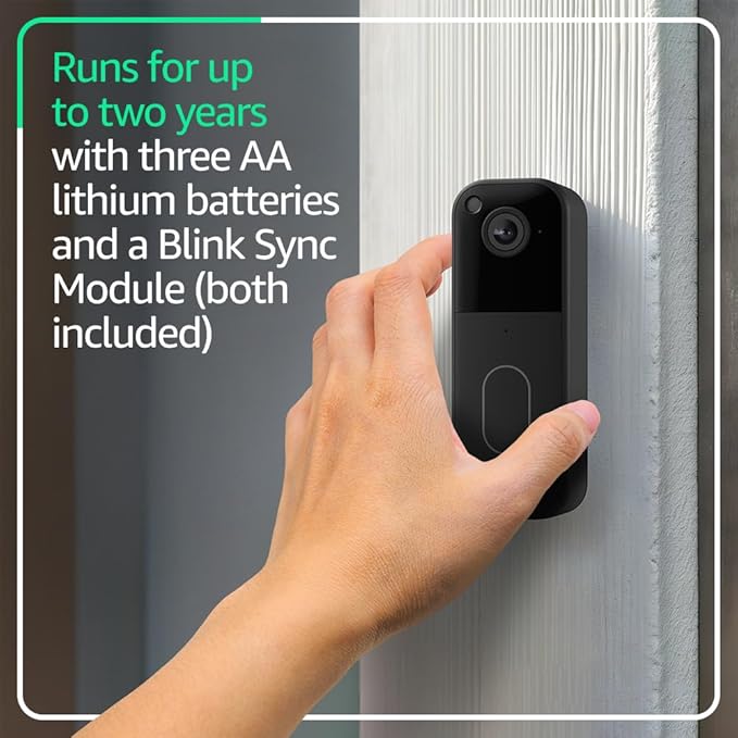 All-new Blink Video Doorbell + Outdoor 4 XR– Wireless smart security cameras, two-year battery life, go up to 400 feet from your home with extended range. Sync Module XR included.