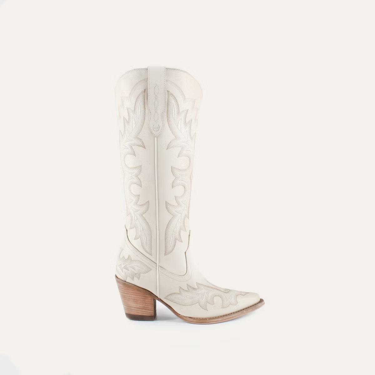 Buck & Brana Samira Leather Cowgirl Boots - Chic Western Style & Comfort sam7600, White, 9